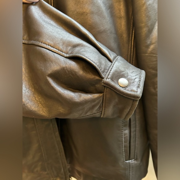 Vintage Unisex Leather Bomber Jacket Oversized - Picture 8 of 16